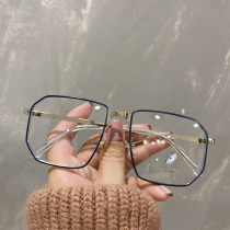 Plain artifact anti-blue glasses women can be equipped with degree polygon Net red Korean tide decorative eye frame