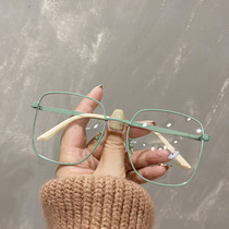 Anti-blue glasses women can be equipped with degree round face polygon Korean version of tide Net red plain green decorative frame men