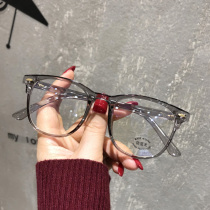 Anti-Blue Ray anti-radiation black frame glasses female plain face thin face super light TR90 large square flat light myopia glasses frame men