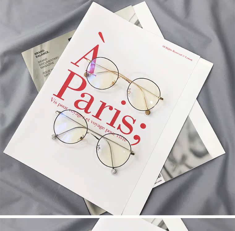 Phiên bản Hàn Quốc của thời trang phong cách Harajuku kính ulzzang khung nữ tròn kim loại có thể được trang bị mạng cận thị màu đỏ với thủy triều tròng kính siêu mỏng 1.76
