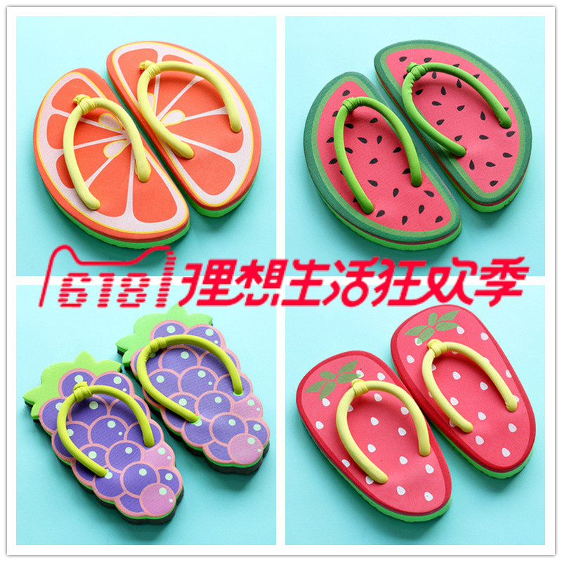 Watermelon Orange Fruit Slippers for Women Summer Cute Flip-Flops Flat Slippers Home Beach Cartoon Animal Sandals