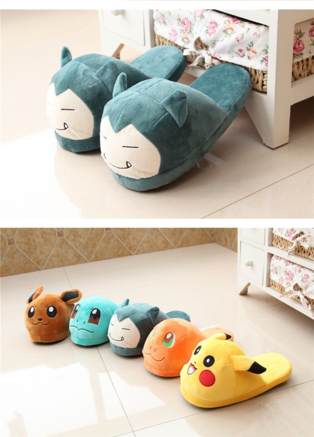 Đôi nam nữ dép bông Pokemon Pokemon Kabi Beast Pokemon Pikachu dép sang trọng dép bánh mì nữ có hình