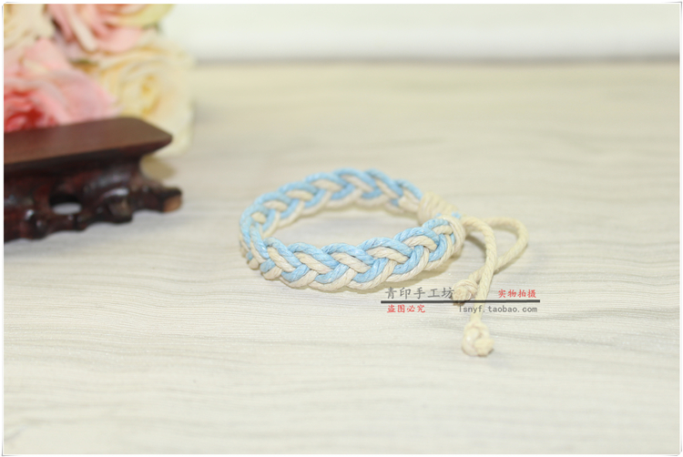 Dây gió tay dệt bằng tay Nhật bằng vải cotton và vải lanh dệt kim nhỏ đá moonstone