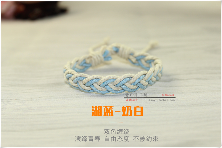 Dây gió tay dệt bằng tay Nhật bằng vải cotton và vải lanh dệt kim nhỏ đá moonstone