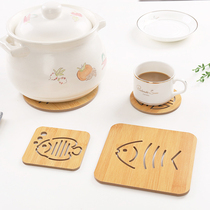 Kitchen Creativity Bamboo & Wood Cartoon Dining Table Cushion Hollowed-out Kitchen Anti-Scalding Bowl Pan Casserole Cups Cushion Heat Insulation Dining Cushion Mat
