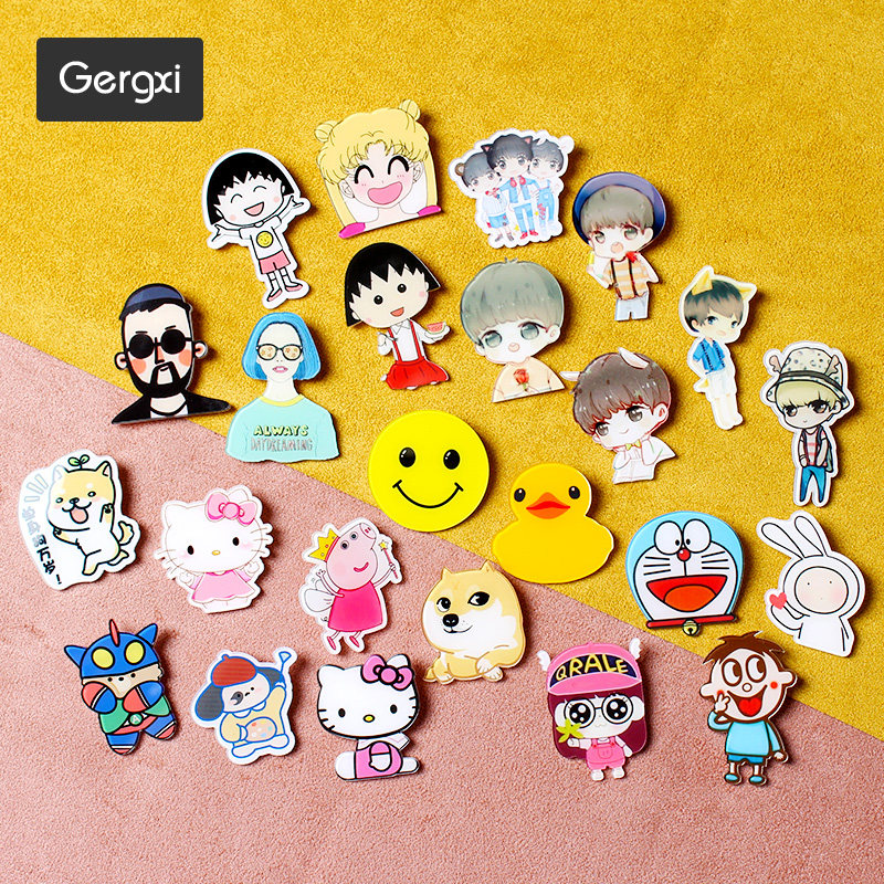 Japan-ROK girl bag Bag Cartoon Badge Double Shoulder Bag Brooch Individuality Creative Scapegoat Accessories Adorable Bipin Adornment