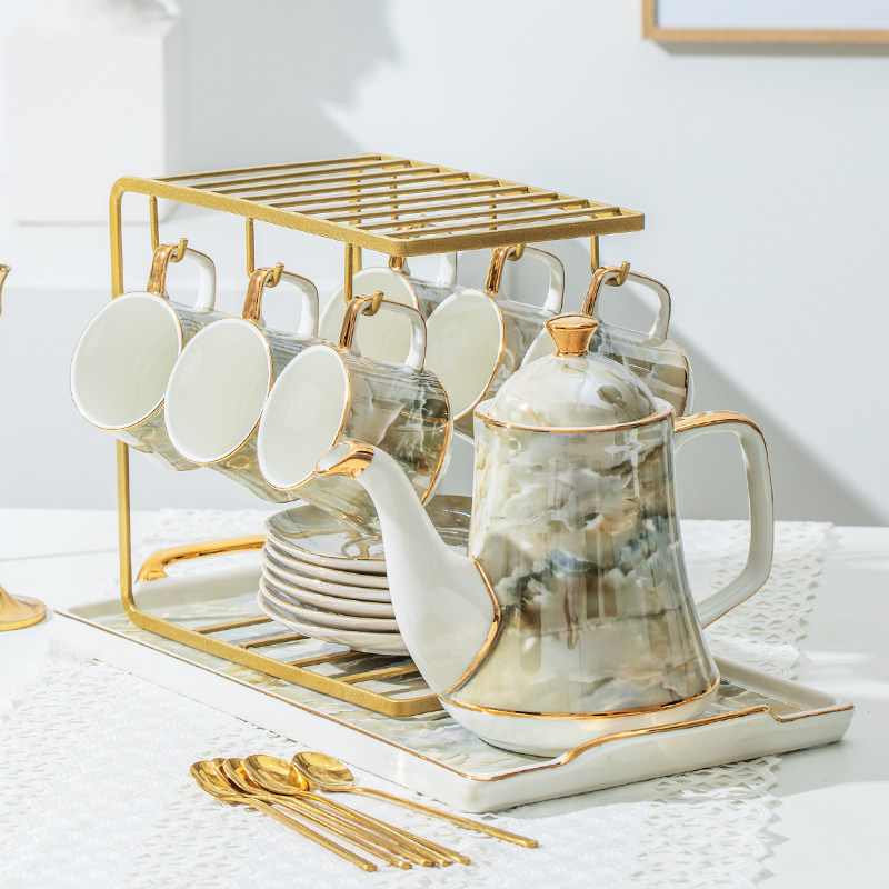 ins Light luxury coffee cups and saucers European small luxury household cups Simple ceramic British afternoon tea tea set