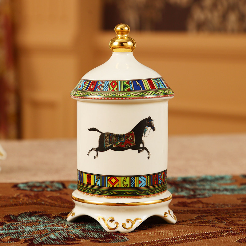 European-style Ceramic Toothpick Box Home Living Room Toothpick Cylinder Light Lavish Nordic Toothpick Bucket Hotel Special Dining Room Portable