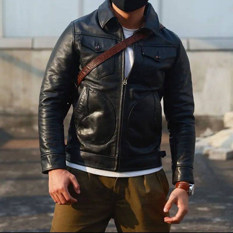 2025 Autumn/Winter New Men's Turn-Down Collar Business Multi-Pocket Pakistani Calfskin Genuine Leather Jacket 2025 Autumn/Winter New Men's Turn-Down Collar Business Multi-Pocket Pakistani Calfskin Genuine Leather Jacket