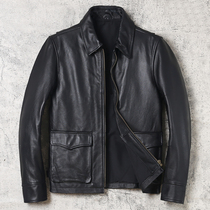 New leather leather jacket men imported slim leather jacket head layer cowhide casual short personality lapel leather jacket