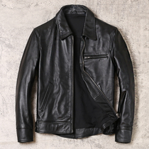 Pakistani mens first layer cowhide casual lapel leather leather jacket middle-aged business leather jacket mens specials