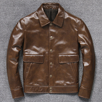 Amei Kazi new leather men batik baby cowhide leather leather casual fashion men lapel collar plus size coat