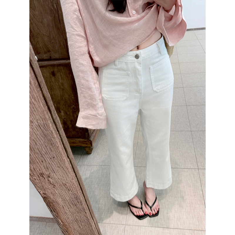 Laareetoo 100% Cotton White Jeans for Women, Loose Fit, Slimming Pants, Stylish Straight-Leg Wide-Leg Cropped Pants Laareetoo 100% Cotton White Jeans for Women, Loose Fit, Slimming Pants, Stylish Straight-Leg Wide-Leg Cropped Pants