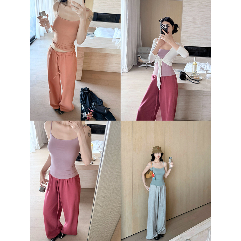 Laareetoo Candy Series Camisole Women's Versatile Slimming Casual Sweatpants Straight-Leg Pants Two-Piece Set