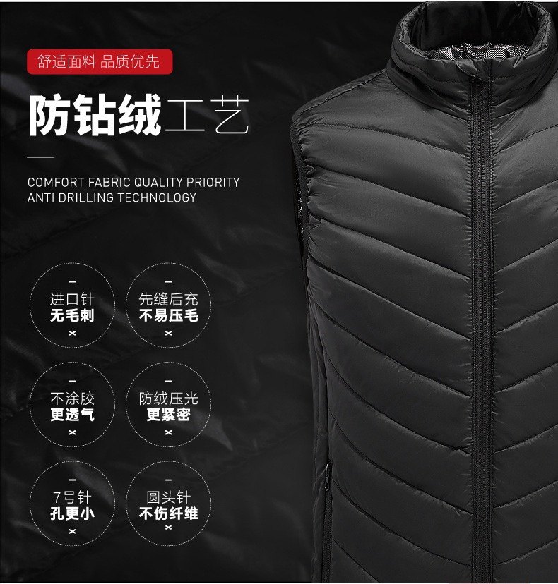 Export smart electric heating cotton waistcoat male and female electric heating vest Winter skiing 3 stalls control USB female rider-Taobao