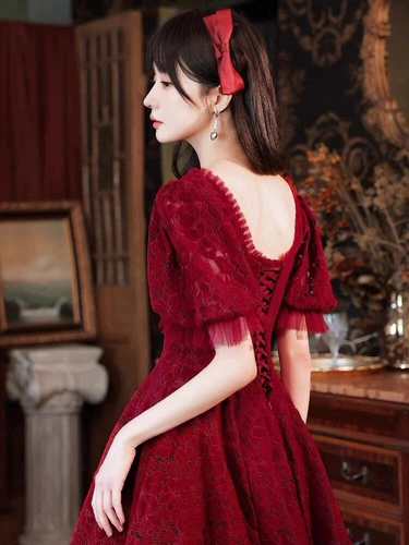 Красное кружевное элитное свадебное платье для беременных для отдыха, по фигуре