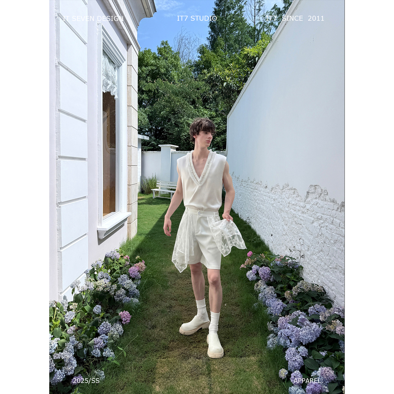 It7「Lace Mist Dream」Unique and Niche Lace Splicing High-End Shorts
