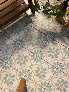 [中古风覆古花砖厨房卫生间阳台露台瓷砖民宿咖啡厅奶茶店防滑地砖]