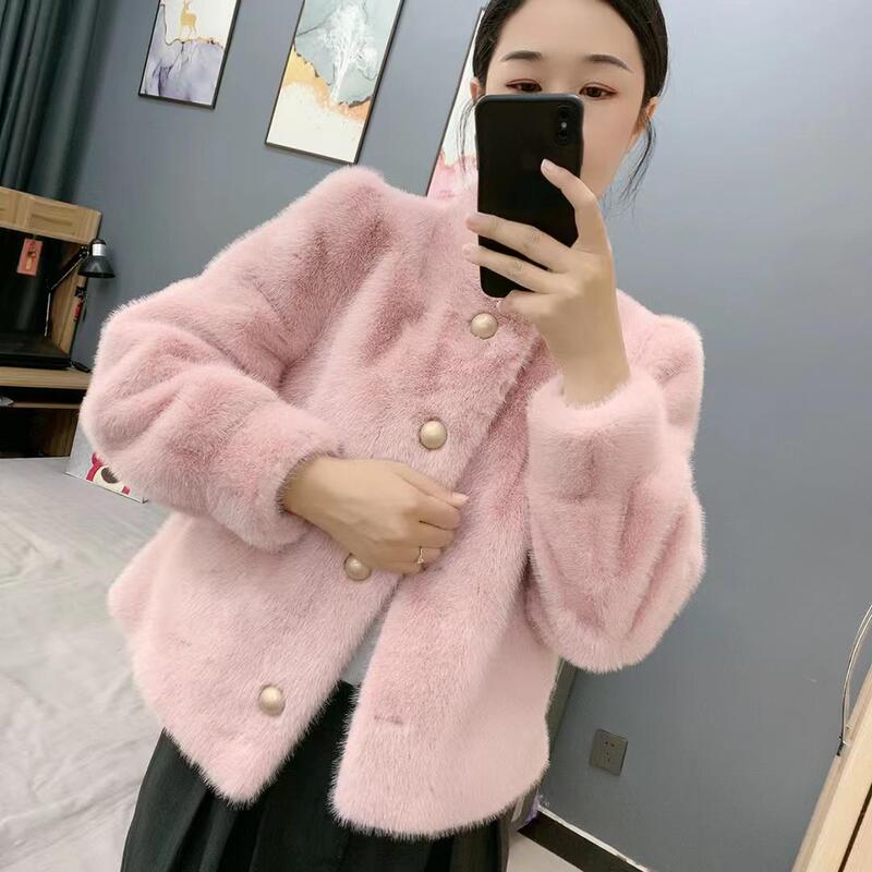 New Autumn and Winter Small Stand-Up Collar Mink Fur Coat Milan Mink Thickened Fur Integrated Fur Coat Women's Short Trendy Style