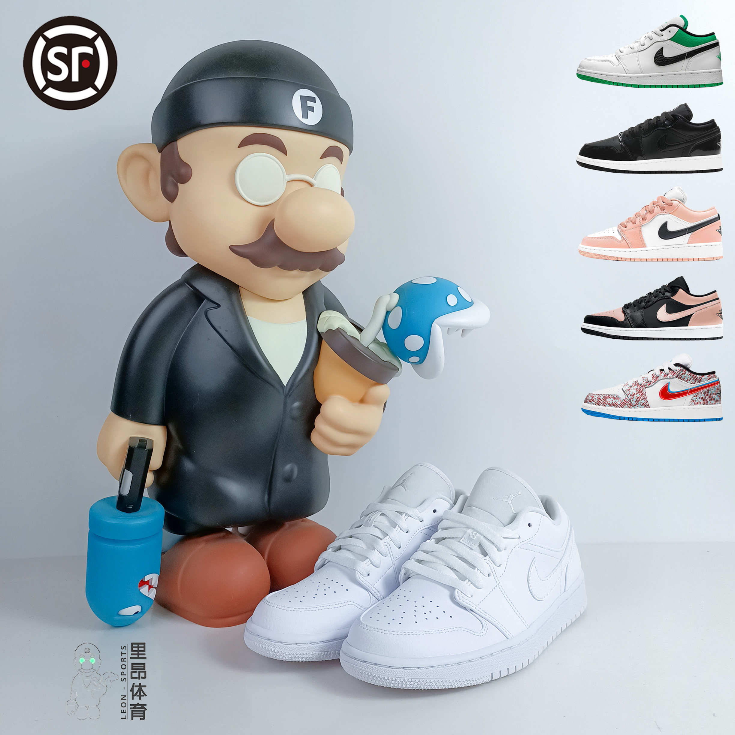 Nike Air Jordan 1 Low Girls GS White Leisure Low Panel Shoes AO9944 553560