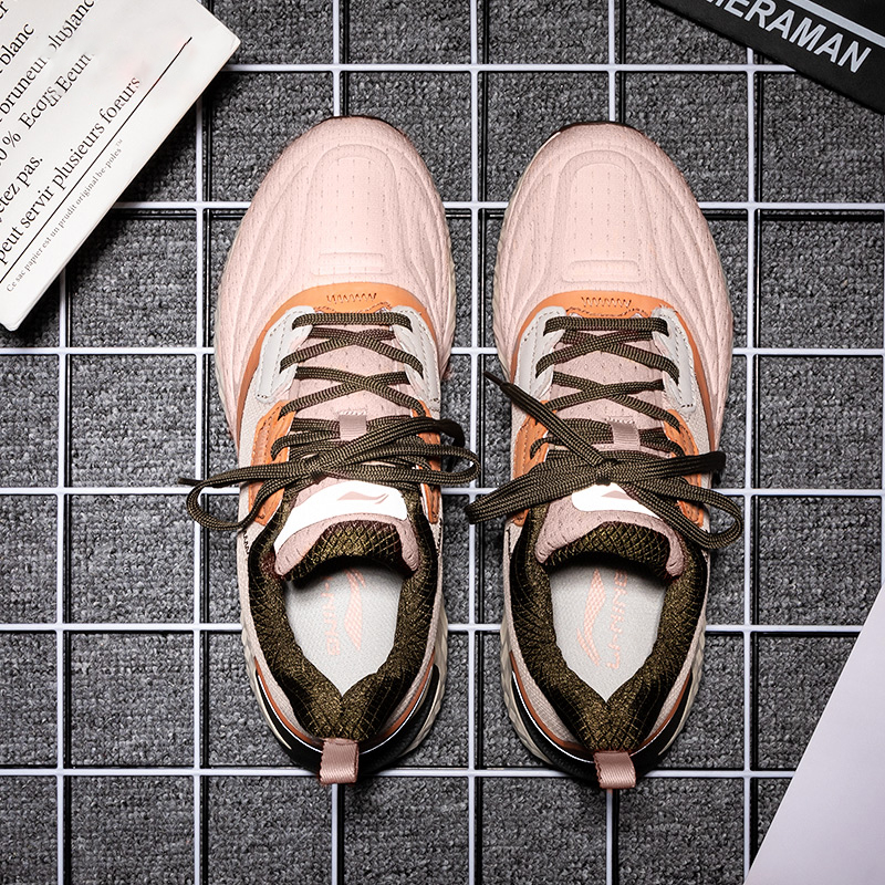Li Ning Running Shoes Women 2021 Fall New Cloud Five Generations Wind Sand Powder Shock Absorbing Running Shoes Sports Six Generations Super Light Racing