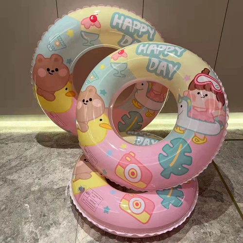 Милый розовый мультяшный надувной плавательный круг для младенца, популярно в интернете, увеличенная толщина