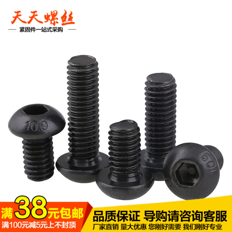 10 9 black pan head semi-circle head socket head cap bolt screw round cup M5 M6*6x10x12x16x20x35x50