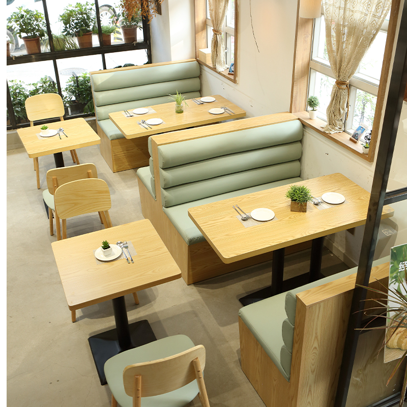 Modern Café Snack Dining Hall Leaning Against Wall Cassette Sofa West Restaurant Noodle Restaurant Hotel Milk Tea Shop Table And Chairs Combination