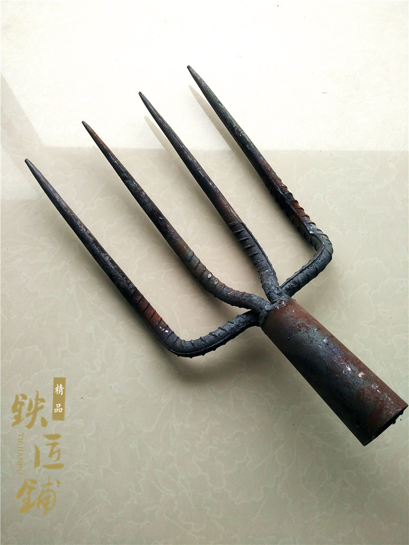 Three four multi-strand super thick rake ground pickpock iron fork pitchfork garbage fork 16 rebar steel fork farm tools