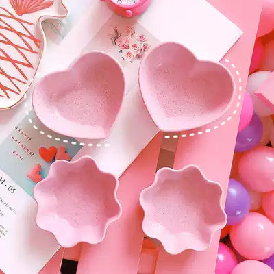 Creative wheat straw tableware snack plate vinegar plate side dish heart-shaped soy sauce seasoning small dish