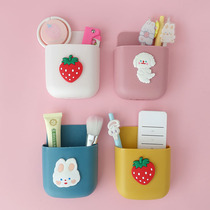 Cute cartoon wall-mounted containing pen holder free of punch wall hanging case student dormitory bedside mobile phone shelve