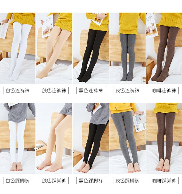 Quần lót trẻ em mùa thu và mô hình mùa đông dày cộng với vớ nhung trắng nhảy cô gái chạm đáy vớ sọc dọc bước trên đôi chân mùa thu shop bán đồ trẻ em