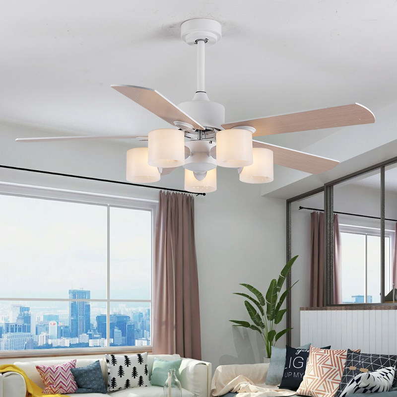 Nordic fan light dining room ceiling fan light Living room Home bedroom suction top with electric fan pendant lamp One body big wind