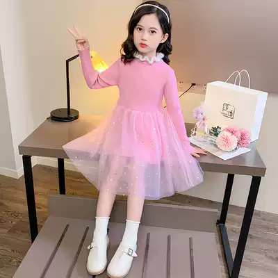 Girls ' autumn and winter dresses Medium and large children's clothing knitted skirt 2021 new Korean princess skirt 7 children's 8 bottoming skirt