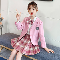 Girl Jk Uniform Suit Dress 2020 New Spring Autumn Girl Ocean Gas Suit Big Code Children Academy Wind Plexu Skirt