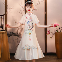 Girl Qipao 2021 New CUHK Child Summer Improvement Hanfu Skirt 7 China Wind Liandress Long Skirt With Knee 8