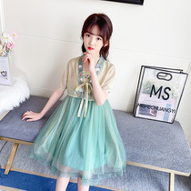 Girls Handwear dress 2021 Summer style Chinese Wind Childrens Princess Superfairy Skirt Ancient Dress Costume shoulder dresses