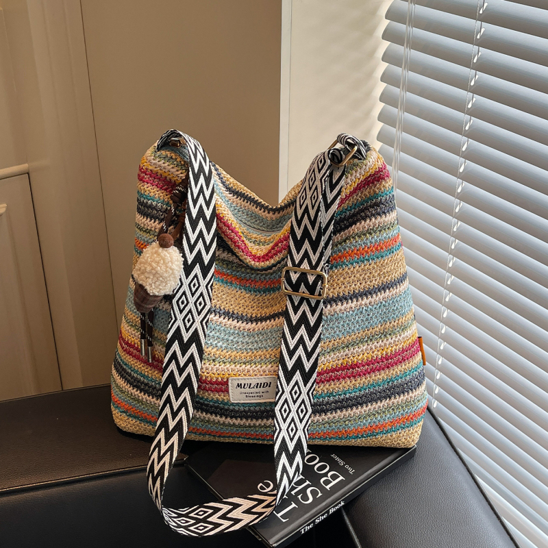 Large-Capacity Straw Woven Bag for Women for Seaside Vacation 2025 New Fashion Woven Bag Single Shoulder Crossbody Commuting Tote Bag Large-Capacity Straw Woven Bag for Women for Seaside Vacation 2025 New Fashion Woven Bag Single Shoulder Crossbody Commuting Tote Bag
