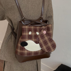 Plaid Bag Women's 2026 New Bucket Bag Spring Tote Bag Large Capacity Shoulder Bag Travel Backpack