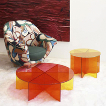 ins Net red GLAS ITALIA coffee table Nordic rainbow glass small round table acrylic designer side corner few