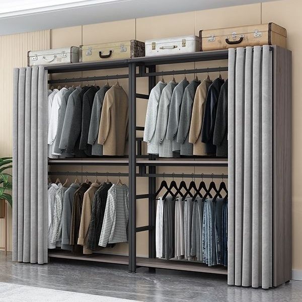 Open Wardrobe Floor-Standing Closet Coat Rack Home Dressing Room Bedroom Metal Assembly LAOSHU Simple Steel Frame