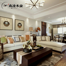 New Chinese Sofa Modern Minimalist Living-room Solid Wood Cloth Art Sofa Combination-style Rooms Furnished with furniture Customized