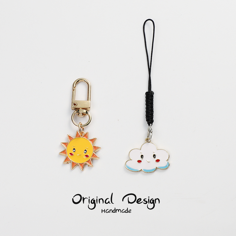 Sun and Cloud Small Pendant Couple Phone Lanyard USB Flash Drive Anti-Lost Earphone Protective Case Bag Charm Girl Creative