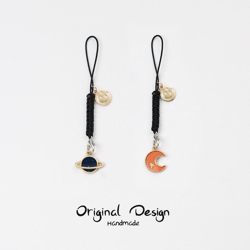 Cute little universe mobile phone lanyard, five-pointed star moon USB flash drive anti-loss pendant, cute couple AirPods charm