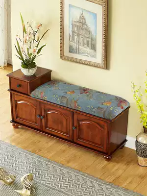 American solid wood shoe-changing stool at home door can sit in one shoe cabinet soft bag cushion into the door to wear shoe seat stool