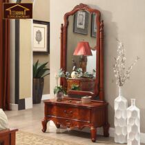 American Solid Wood Wears Mirror All-Body Mirror Bedroom Landing Clothing Mirror European-style Villa Dressing Rotate