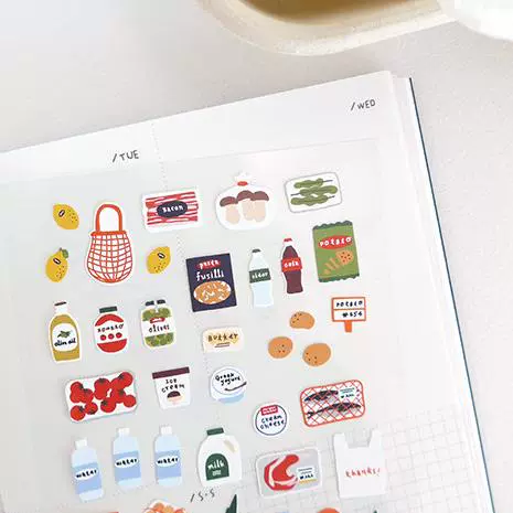 Корейская соня наклейки на рынок супермаркет универмаг, овощные закуски, фруктовые фрукты Справочник материал DIY наклейки