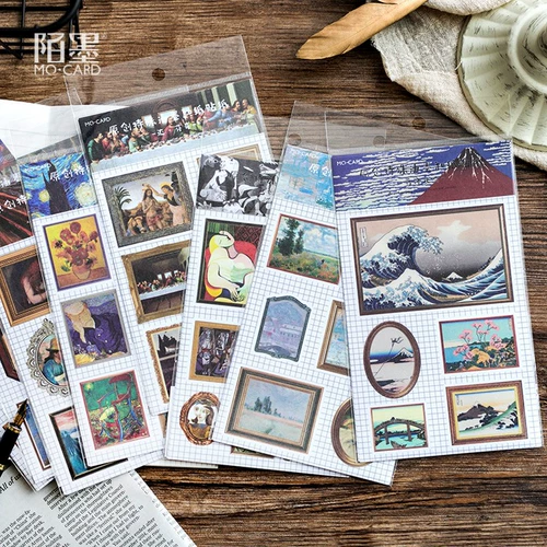 Mo Mo и бумажная наклейка. Музейная серия Mo Monet van Ganda da Vinci Picasso знаменитые картины