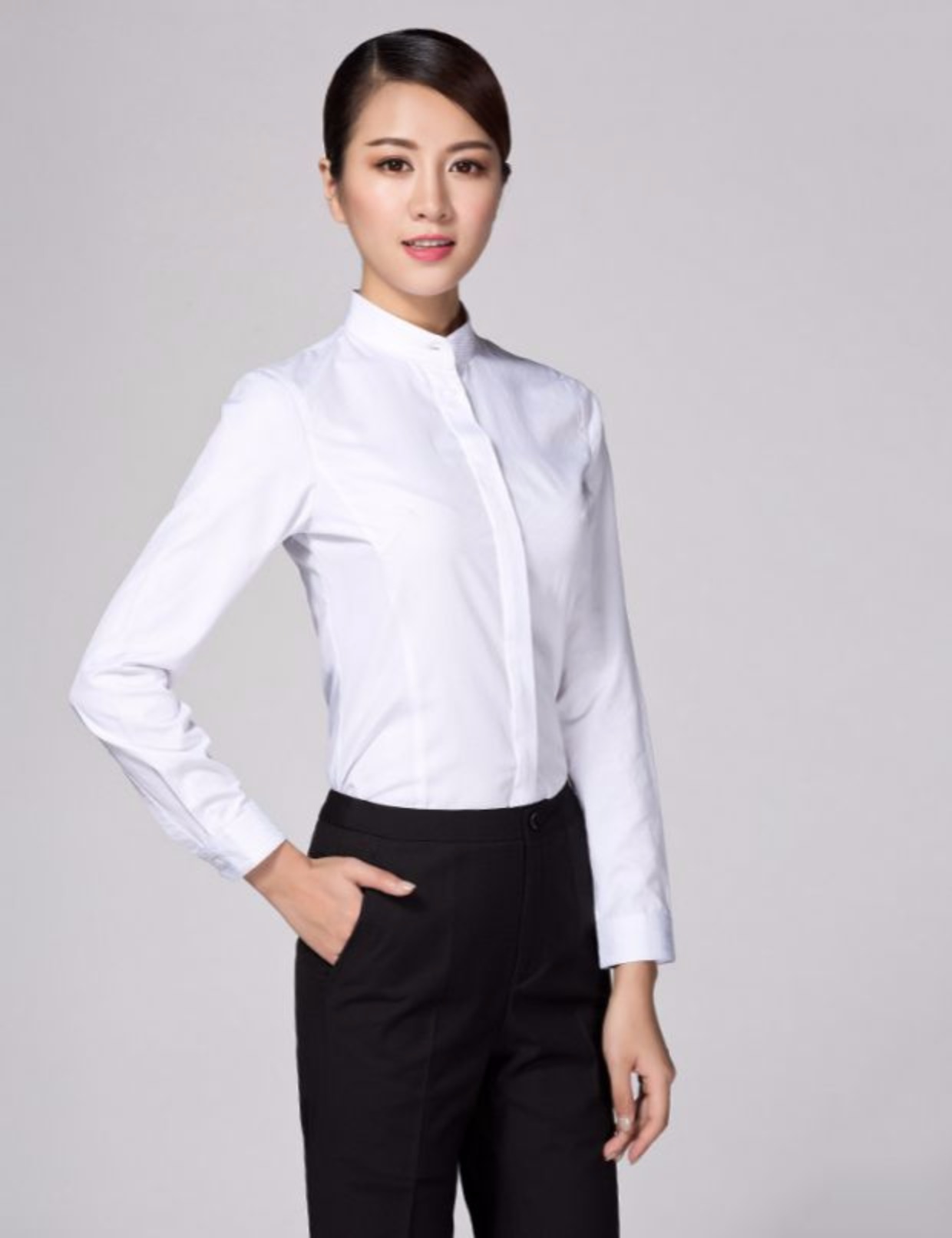 民生银行行服工作服制服职业衬衣女立领长袖衬