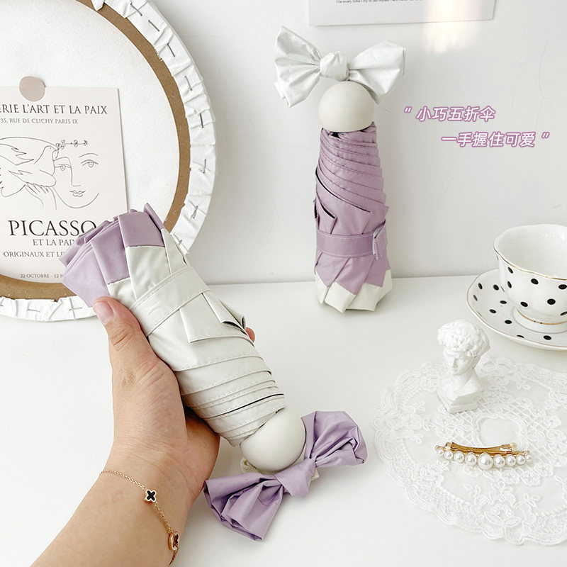 Haru Milk Purple Photo Banging Nice Sunny and Rain-Umbrellas Anti-UV Fully Automatic Black Rubber Sunshade